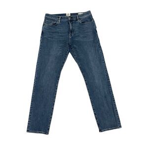 Flint and Tinder Jeans Mens 32x32 Straight Fit Mid Rise Blue Whiskered Denim